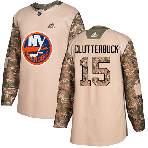Adidas Islanders #15 Cal Clutterbuck Camo Authentic Veterans Day Stitched Youth NHL Jersey